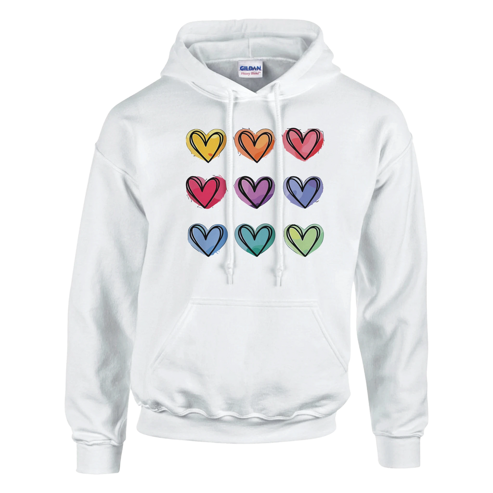 Colour Hearts Grid Classic Unisex Pullover Hoodie