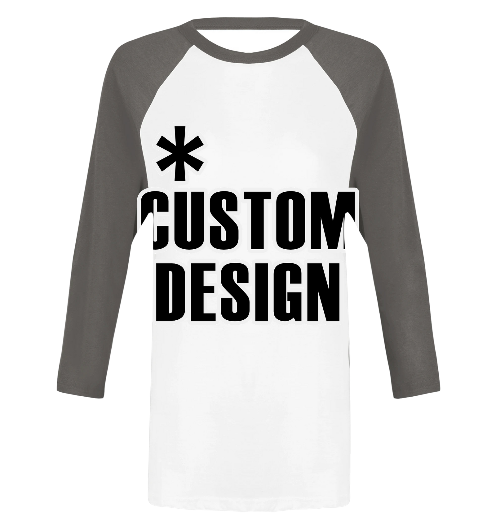 Hoodies for Good Custom design on a T-shirt: Raglan Unisex 3/4 sleeve. Color: White and Asphalt