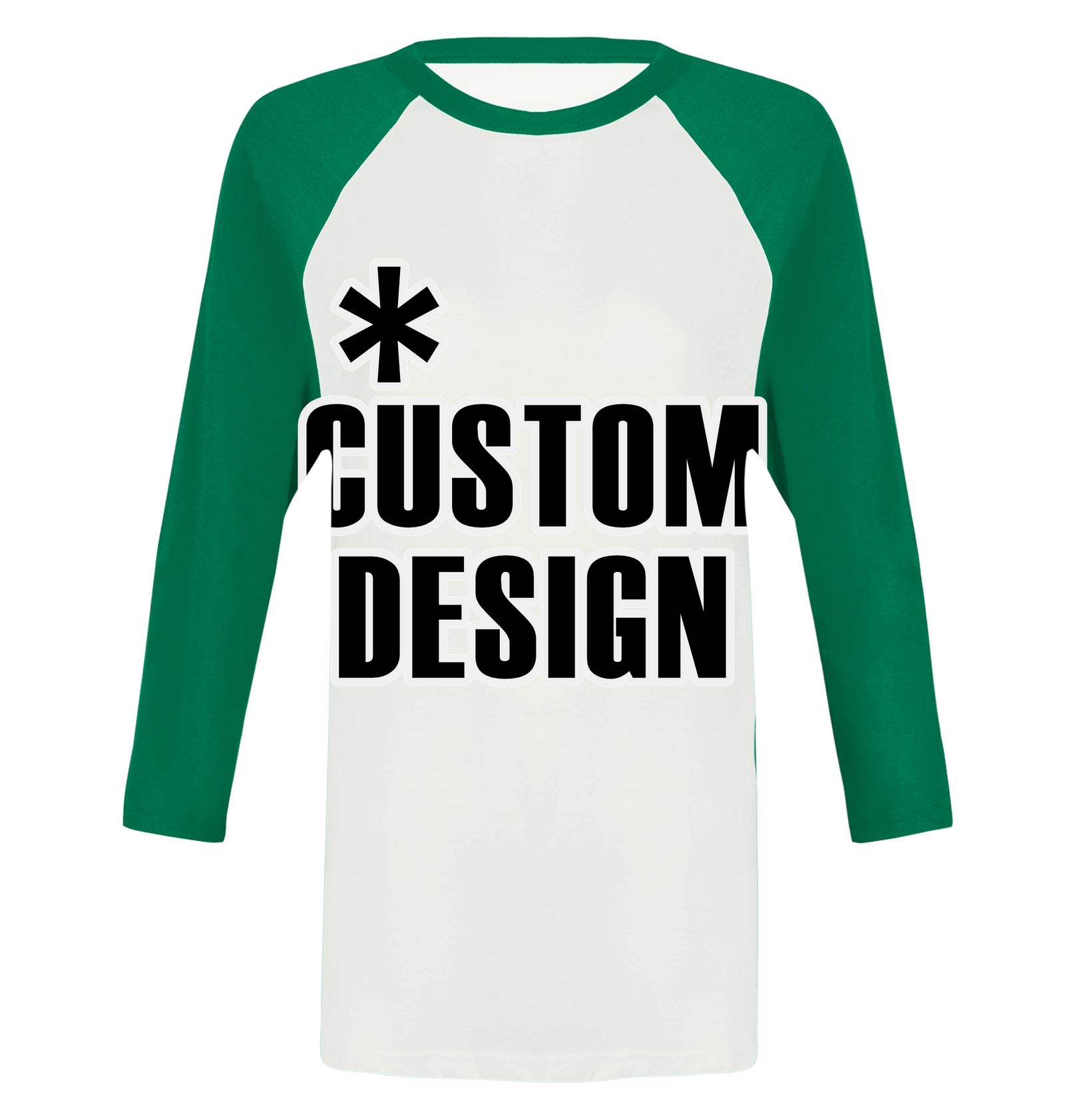 Hoodies for Good Custom design on a T-shirt: Raglan Unisex 3/4 sleeve. Color: White and Kelly