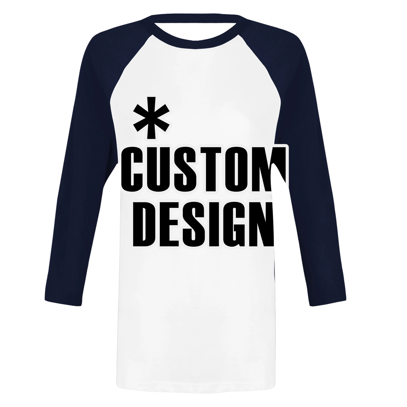 Hoodies for Good Custom design on a T-shirt: Raglan Unisex 3/4 sleeve. Color: White and Navy